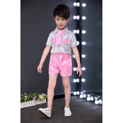 迪鲁奥（DILUAO)六一儿童节演出服女童蓬蓬裙幼儿园现代舞蹈表演服男女亮片爵士舞