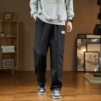 [2.5折价108元]唐狮秋季新款休闲裤男士纯色宽松阔腿裤子男黑色工装裤潮