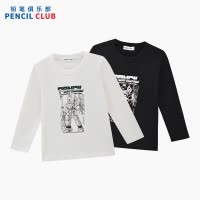 [新品5折价:45元]铅笔俱乐部童装2025秋装新款男童T恤中大童印花长袖儿童圆领百搭上衣
