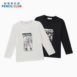 [1件3折]铅笔俱乐部童装2025秋装新款男童T恤中大童印花长袖儿童圆领百搭上衣