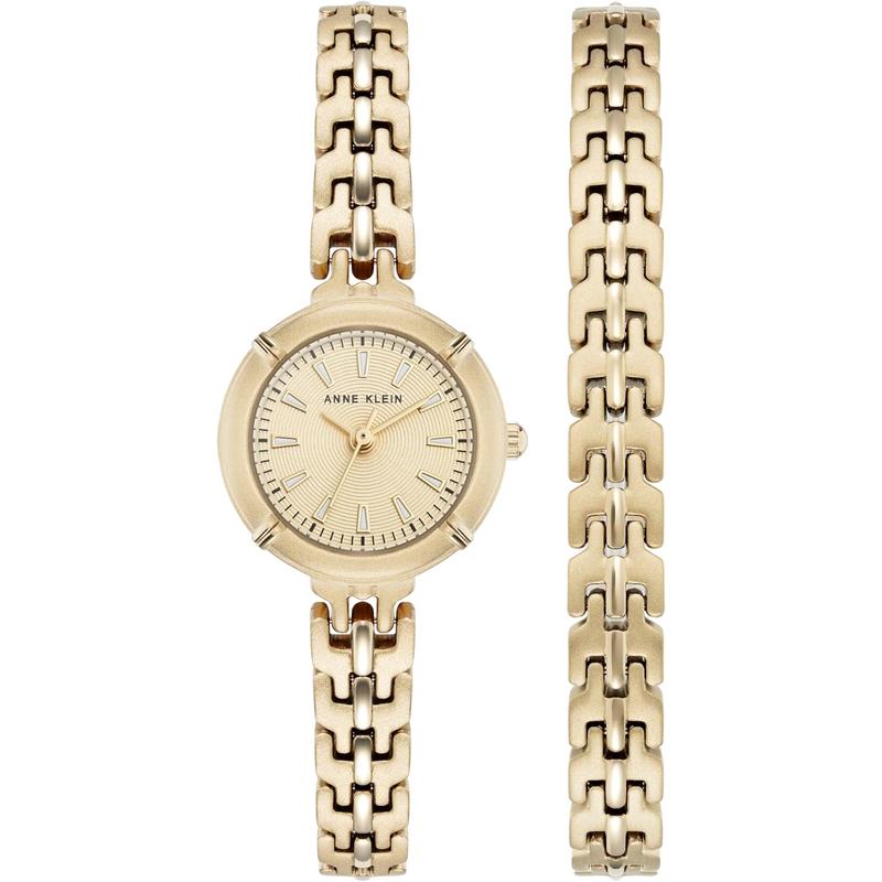 Anne Klein/安妮克莱因女士金属腕表套装日式石英银盘防水英尺