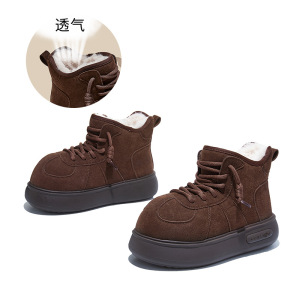 发泡底卡皮巴拉鞋头雪地靴女新款冬季加厚棉鞋保暖复古靴子女
