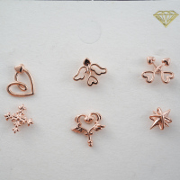 玫瑰金简约缕空爱心天使几何耳骨钉韩国直送耳蜗钉螺丝拧堵女送女朋友老婆情人节七夕生日礼物