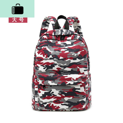 亲子双肩包帆布男女孩迷彩旅游轻便休闲儿童背包幼儿园小学生书包NEW LAKE 丛林红大号