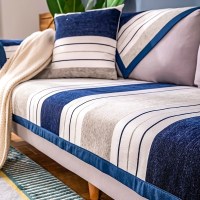 家柏饰(CORATED)北欧四季通用沙发垫防滑简约全包萬能沙发套罩布艺沙发巾沙发盖布 条纹藏青 70*180cm