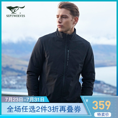 七匹狼棉衣男装短款运动棉袄轻薄款新款男士冬季黑色棉服外套