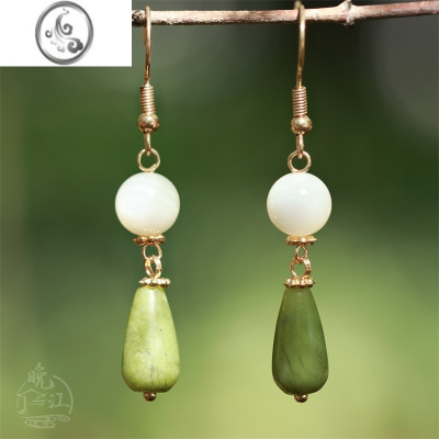 JiMi月下松 中式国风耳环古风汉服高级感耳坠耳钩耳夹气质复古无耳洞