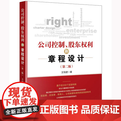 正版 公司控制 股东权利和章程设计(第二版) 王悦建 著 法律出版社