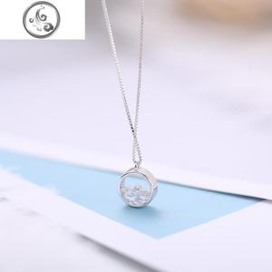 925纯银一汪清泉项链 简约小清新水晶吊坠学生气质锁骨链女 JiMi 清泉项链