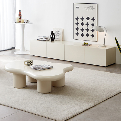 全友家居现代简约客厅小户型云朵边桌茶几分区储物电视柜家具