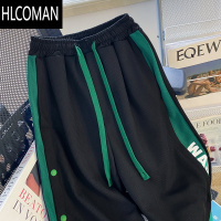HLCOMAN夏季薄款华夫格七分裤男ins运动休闲潮牌高街百搭宽松潮流7分短裤