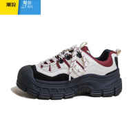 聚范2024秋新款百搭奶盖头运动老爹鞋女杏红三色原宿厚底休闲单鞋