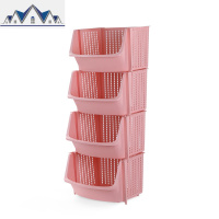 厨房置物架蔬菜水果收纳筐菜架浴室客厅零食玩具收纳架落地式4层 三维工匠