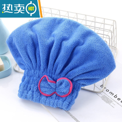 敬平干发帽女吸水速干洗头包头巾帽子加厚新款浴帽擦头发毛巾器 蓝色