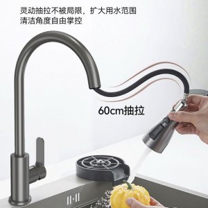 浪鲸(SSWW)厨房水龙头冷热洗菜盆水龙头抽拉式水槽龙头304不锈钢三种出水