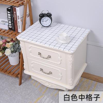 家柏饰(CORATED)床头柜盖布防水防油免洗北欧家用防尘罩套卧室床头盖巾冰箱防尘布 白色中格子 50*50cm