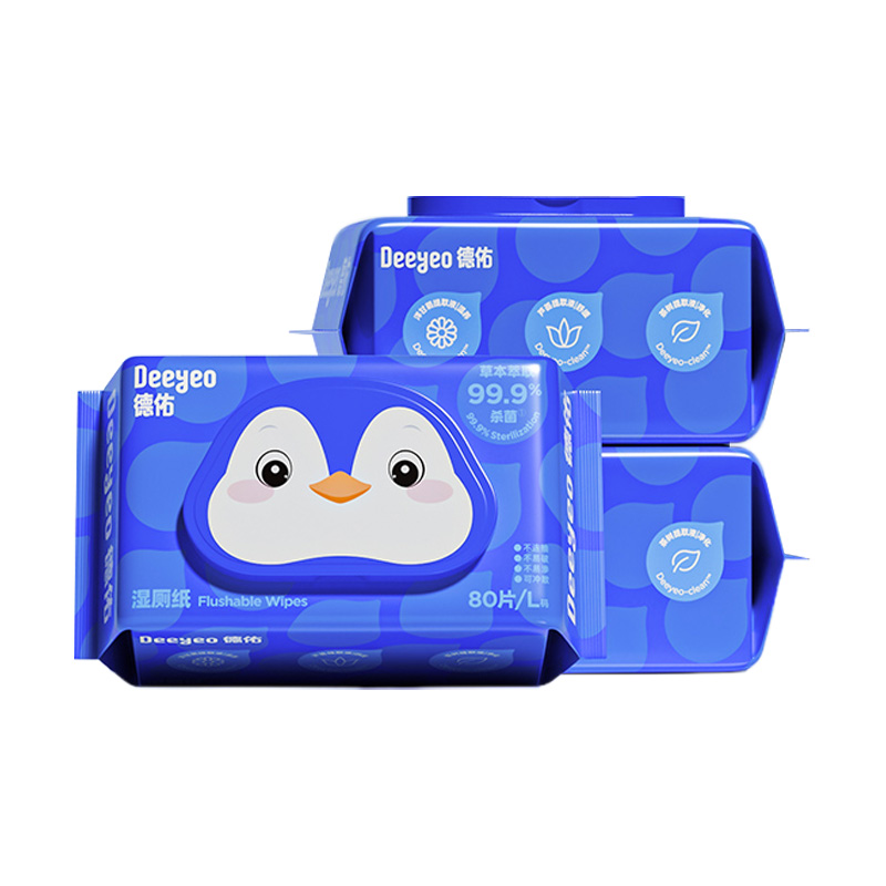 德佑湿厕纸80片*3包加大加厚企鹅古戈版2007DYWP120