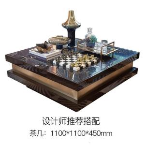 BONJEAN轻奢大理石台面餐桌椅组合黑家用长方形不锈钢后现代简约家具