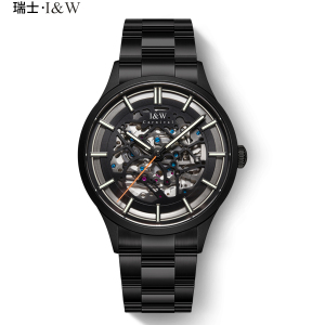 瑞士正品爱沃驰I&W CARNIVAL手表全自动机械表 男表进口机芯表镂空夜光时尚潮流防水表品牌腕表钢带588G