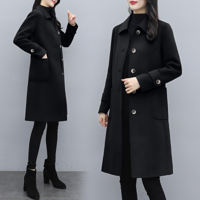 FISHBASKET过年喜庆女装小个子红色绒毛呢大衣女加厚呢子外套女中长款加棉毛呢外套