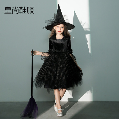 新品直营-秋冬季儿童万圣节服装女童巫婆连衣裙化妆舞会演出服女巫公主裙cosplay