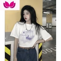 七斓夏季短袖t恤女2023年夏装新款韩版港风宽松内搭白色打底t桖衫潮