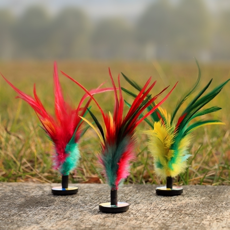 闪电客羽毛鸡毛踢毽子学生儿童比赛健身花毽耐踢键子 加厚毽球