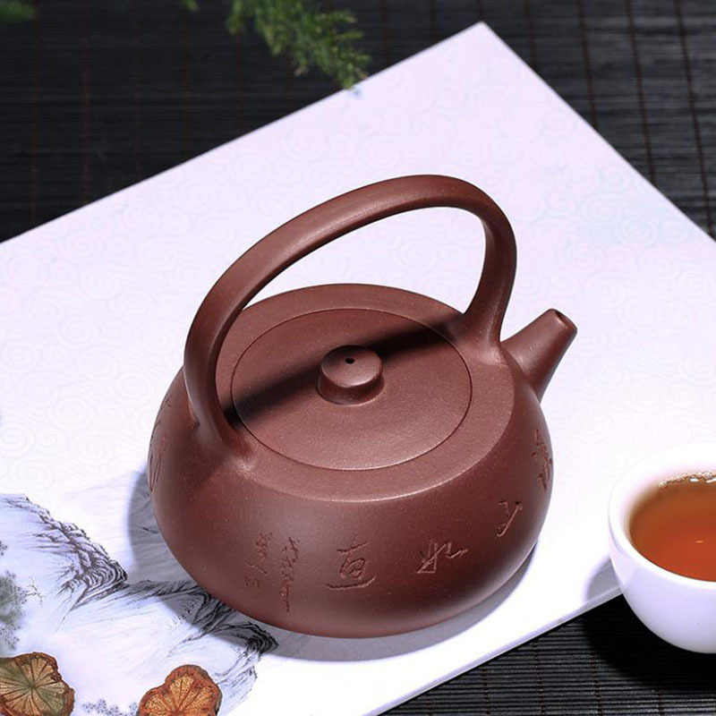 美帮汇紫泥宜兴紫砂原矿手工储建飞刻字乐园提壶功夫茶壶泡茶壶