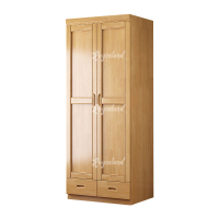 洛诗莲 (RoyceLand) 中式实木衣柜对开二门衣柜卧室收纳大衣橱 榉木色