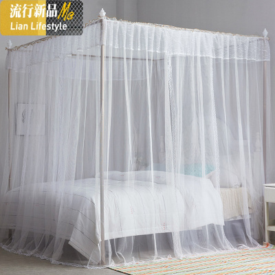 宫廷落地蚊帐1.2米1.5m1.8m床双人家用支架三开公主风加密加厚三维工匠