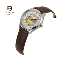 妙时空(MIUSKONE)明星同款轻奢高端男士手表 瑞士自动械机芯 带日历 18K实心纯金表 私人订制 MS102