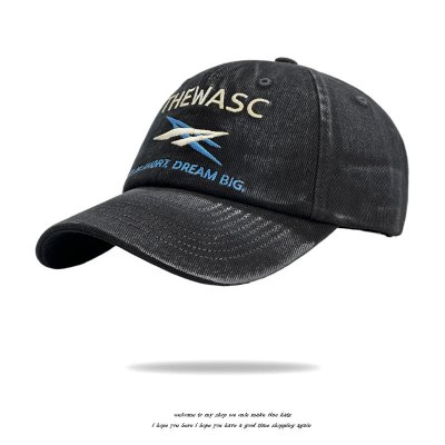 美式复古水洗做旧帽子男韩版百搭街头潮牌刺绣大头围显脸小鸭舌帽