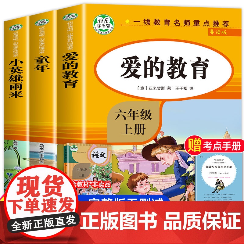 全套3册 童年爱的教育和小英雄雨来六年级上册必读的课外书老师经典书目正版小学快乐读书吧6上阅读书籍人民教育知识出版社