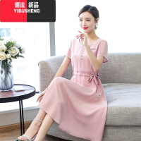 YIBUSHENG2024新款高端绸连衣裙女中长款40岁50人造棉中年气质妈妈装