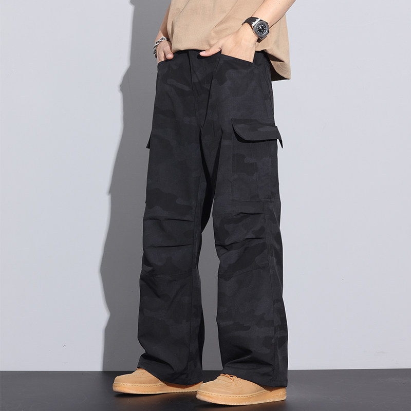 2026潮流男装男士韩版2026夏季新款工装裤宽松直筒伞兵裤美式潮牌