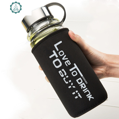 超大容量玻璃杯带盖水瓶过滤水杯男随手杯创意泡茶便携杯子1000ml封后黑色1600ML送杯套+茶隔+杯刷