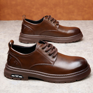 复古德比鞋春季新款透气低帮工装鞋子男圆头美式大头休闲正装皮鞋