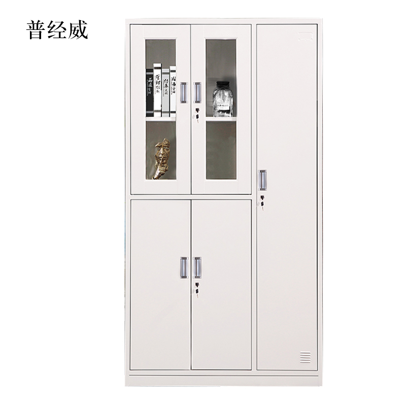 普经威钢制五门玻璃更衣柜员工柜铁皮职工储物柜带锁文件柜鞋柜资料柜子