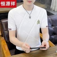恒源祥2025新款针织短袖T恤男款夏季高端修身冰丝上衣休闲体恤衫t