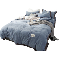 美帮汇四件套全棉全棉简约大气北欧风被套 水洗棉三件套单人宿舍