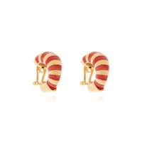Salvatore Ferragamo条纹装饰耳饰时尚个性女款耳环黄铜珐琅按扣设计