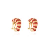 Salvatore Ferragamo条纹装饰耳饰时尚个性女款耳环黄铜珐琅按扣设计
