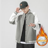 男装秋冬新款高品质棒球服潮牌加绒立领夹克纯色外套男情侣装