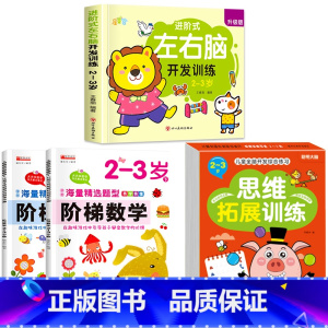 [2-3岁]左右脑+阶梯数学+全脑思维 [正版]儿童左右脑开发逻辑思维训练书 2–3一4-5-6两三四岁宝宝儿童益智书籍