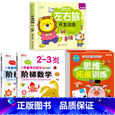 [2-3岁]左右脑+阶梯数学+全脑思维 [正版]儿童左右脑开发逻辑思维训练书 2–3一4-5-6两三四岁宝宝儿童益智书籍