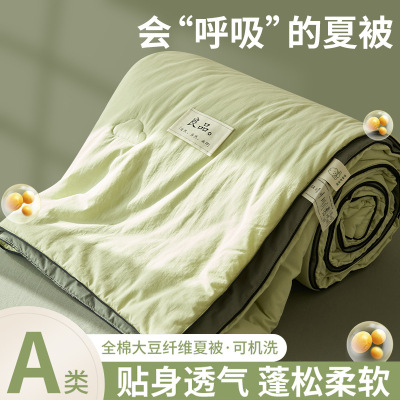 A类全棉夏凉被子被芯大豆纤维空调被褥单人可水洗纯棉夏被四件套