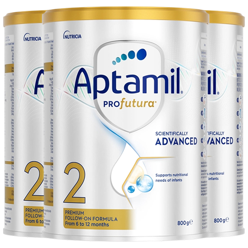 [3罐装]Aptamil澳洲原装进口爱他美白金版2段6-12个月婴幼儿配方奶粉800g