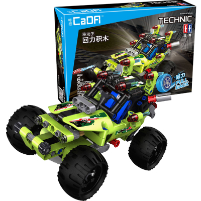 双鹰咔搭CaDA积木玩具回力惯性小车益智拼插拼装赛车6岁男孩女孩玩具模型沙漠赛车积木C52002沙漠赛车积木C52002标准套餐
