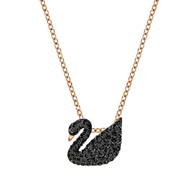  SWAROVSKI 施华洛世奇 SwanSmall黑色人造仿水晶项链黑天鹅女士锁骨链吊坠 5204133 礼物女轻奢饰品