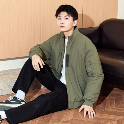 [直降价250元]唐狮冬季新款男士棉服立领夹棉潮流飞行夹克短款保暖棉衣外套